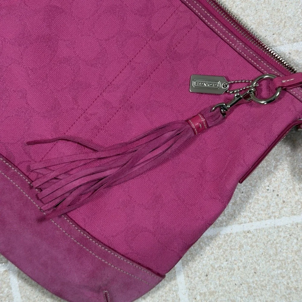 Vintage Y2K Coach Signature Soft Slim Duffle Hobo Bag C Hot Pink A055 9362